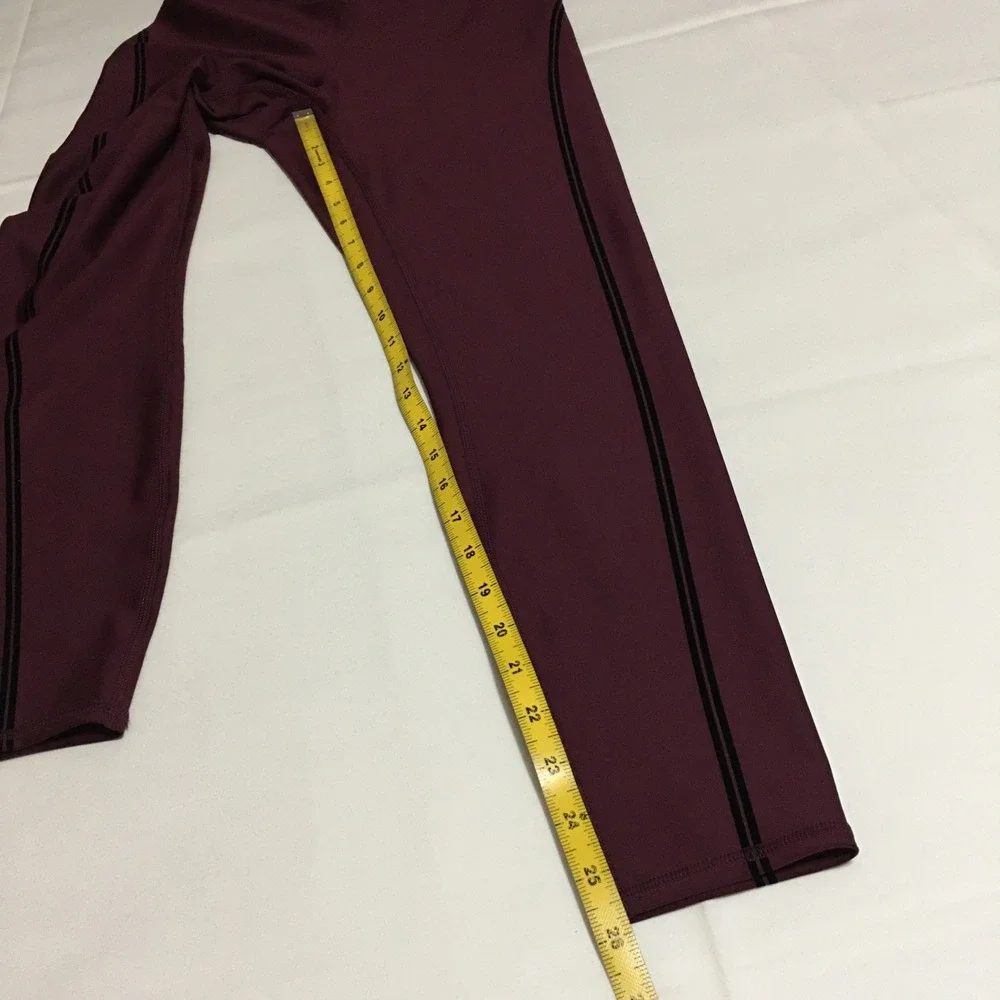 Alo Yoga Leggings Women Medium Burgundy Side Stripe Athletic